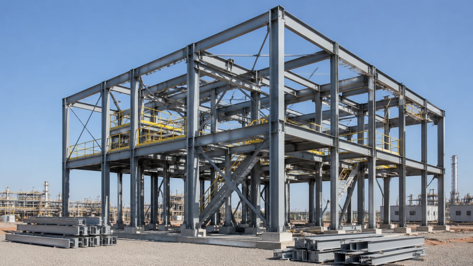 Estruturas metálicas — instalação industrial da TECNOSTEEL